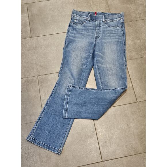 SPANX Denim - Spanx Flare Jeans Womens Sz Medium Tall Blue Denim Cotton Stretch Mid Rise 30x29